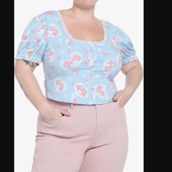 My Melody XL Sanrio floral Lace Peasant cutsey core Woven Top hot topic - Picture 8 of 8